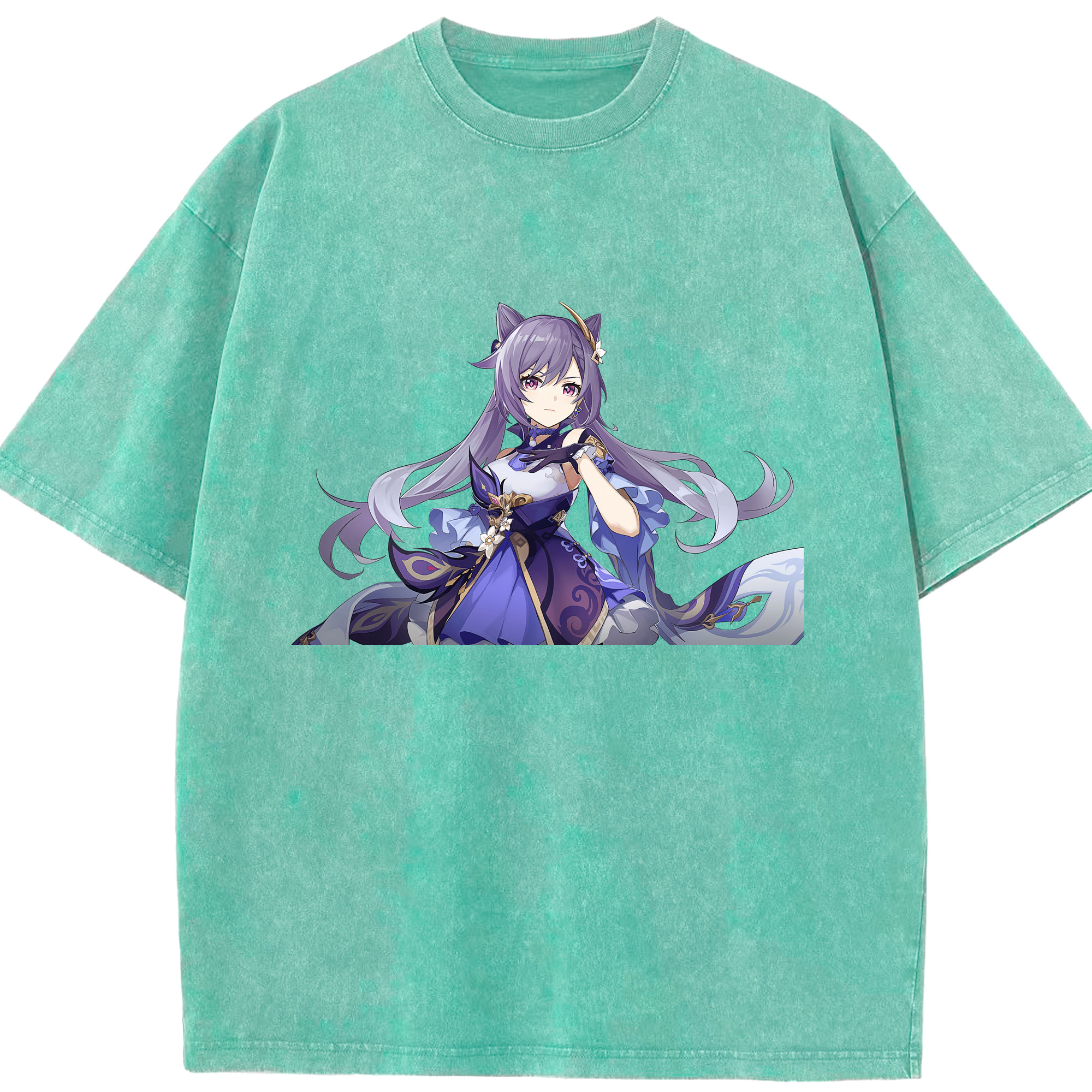 げんし神 刻晴 こくせい genshin Kokusei 綿100% ヴィンテージ風 半袖Tシャツ（フロントプリント）